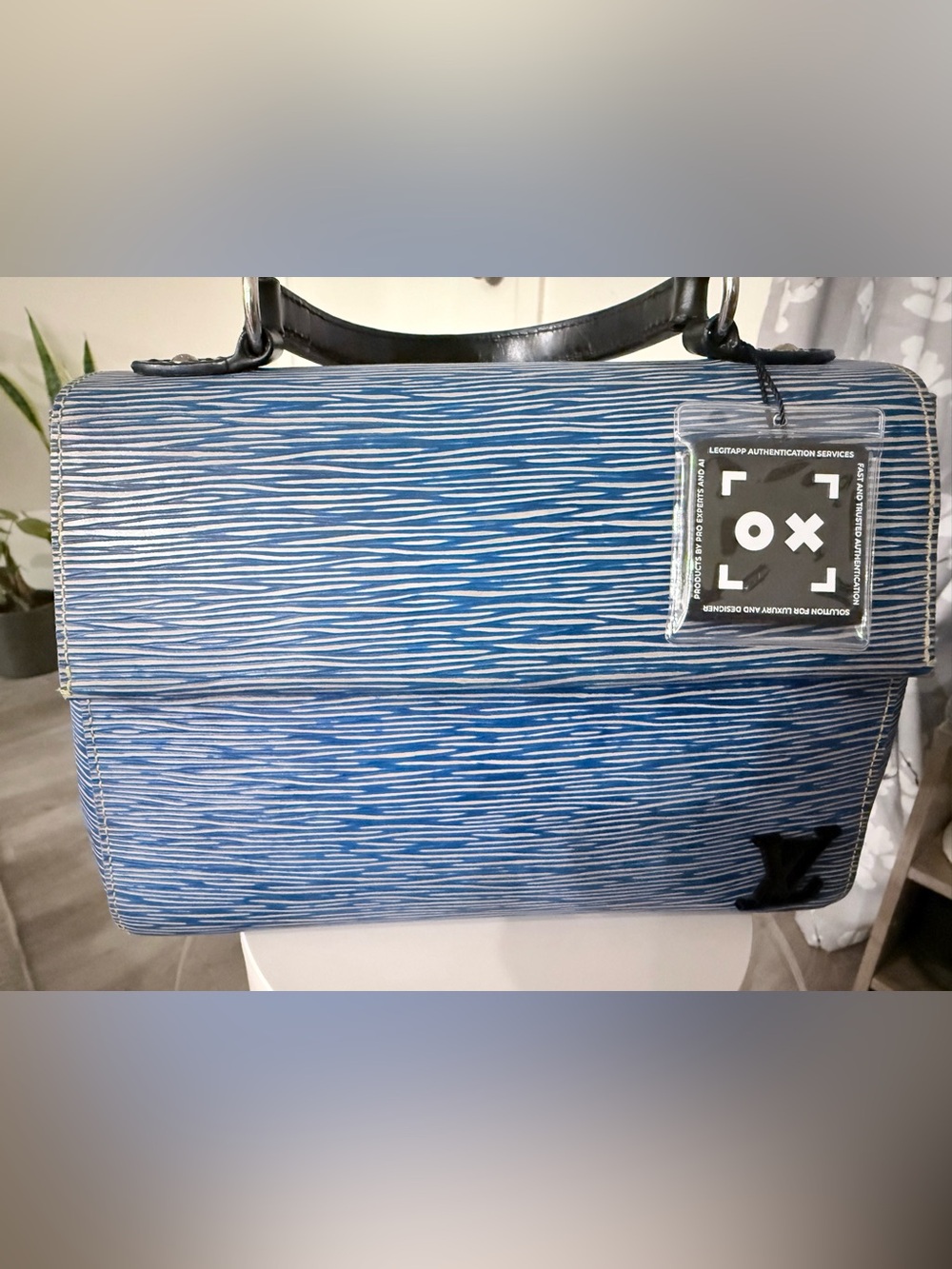 Pre-owned Louis Vuitton Blue and White Epi Pattern Tote
